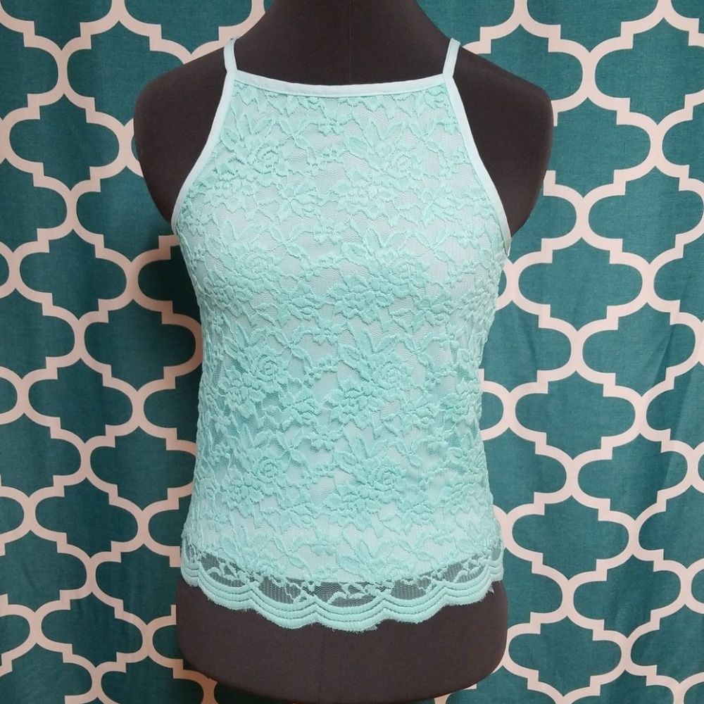 Rue21 Aqua Lace High Neck Tank